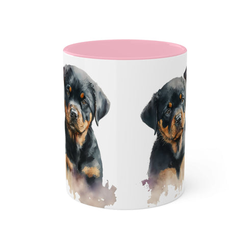 Rottweiler Pupies - Color Accent Mugs, 11oz